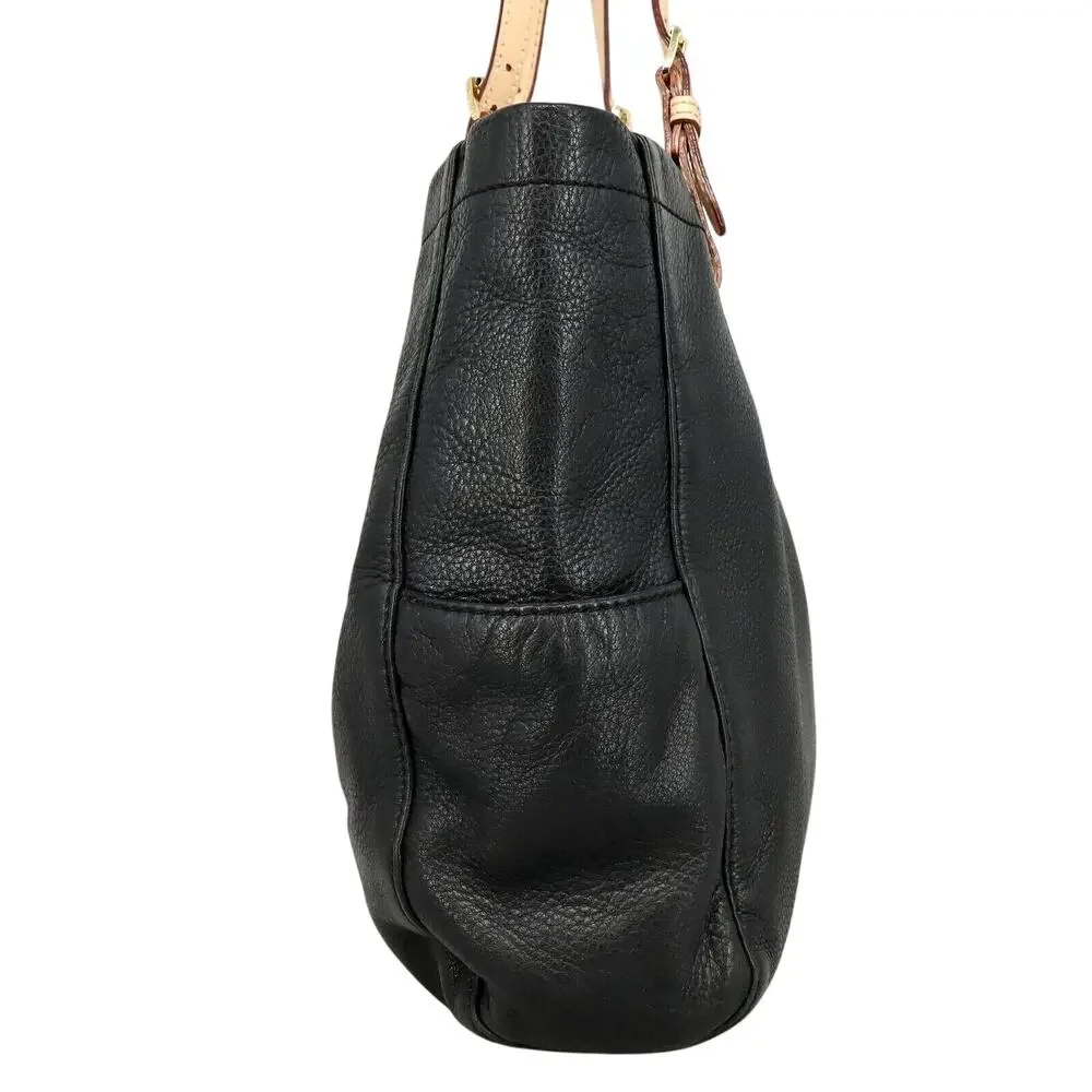 Michael Kors Bag Womens Black Pebbled Leather Tote Handbag Charm Double Handle - Picture 10 of 14